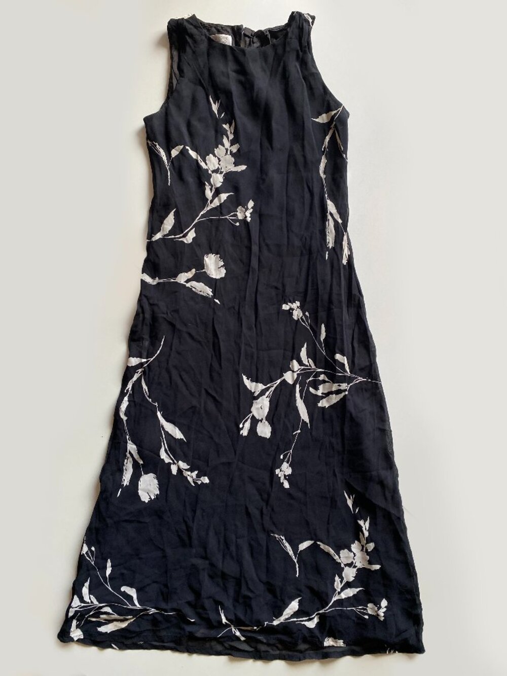 Vtg Jones New York Floral Slip Maxi Dress Size 6P Black Whimsigoth 90s Y2K Fairy